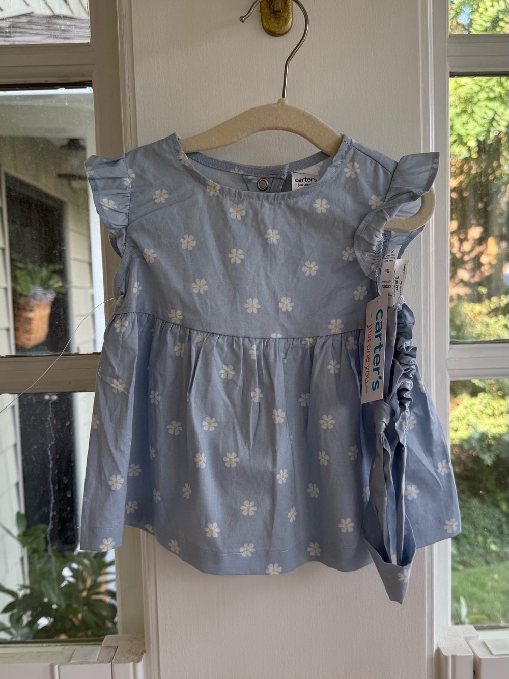 NWT Carter's Blue Daisy Flutter-Sleeve Top and Bloomers